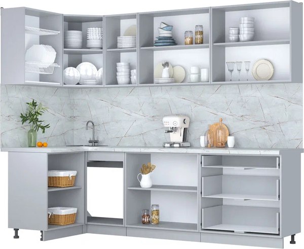 Кухонный гарнитур Интерлиния Мила Пластик 1.2x2.5