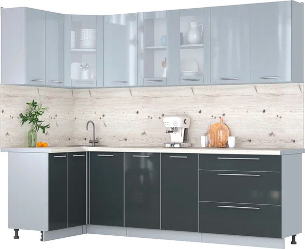Кухонный гарнитур Интерлиния Мила Пластик 1.2x2.6 - фото