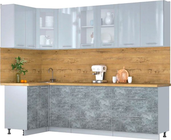 Кухонный гарнитур Интерлиния Мила Пластик 1.2x2.6 - фото