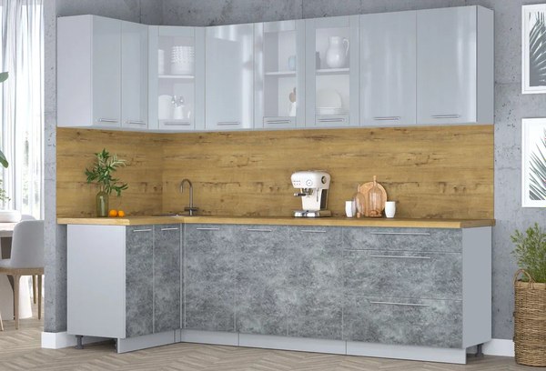 Кухонный гарнитур Интерлиния Мила Пластик 1.2x2.6