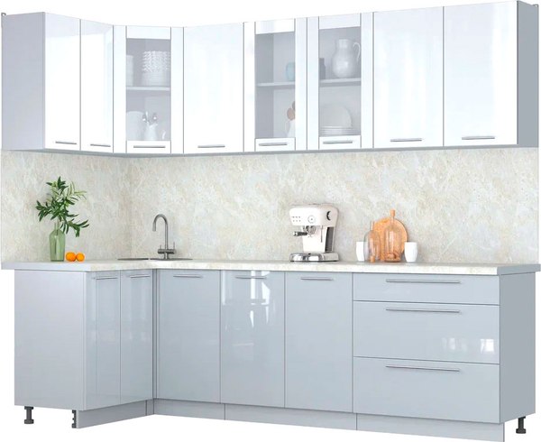 Кухонный гарнитур Интерлиния Мила Пластик 1.2x2.6 - фото