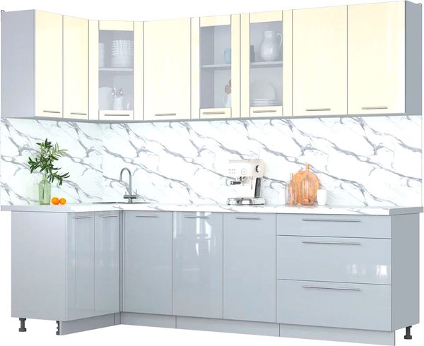 Кухонный гарнитур Интерлиния Мила Пластик 1.2x2.6 - фото