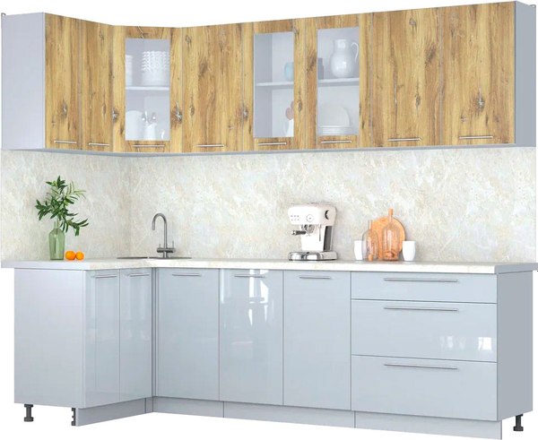 Кухонный гарнитур Интерлиния Мила Пластик 1.2x2.6 - фото