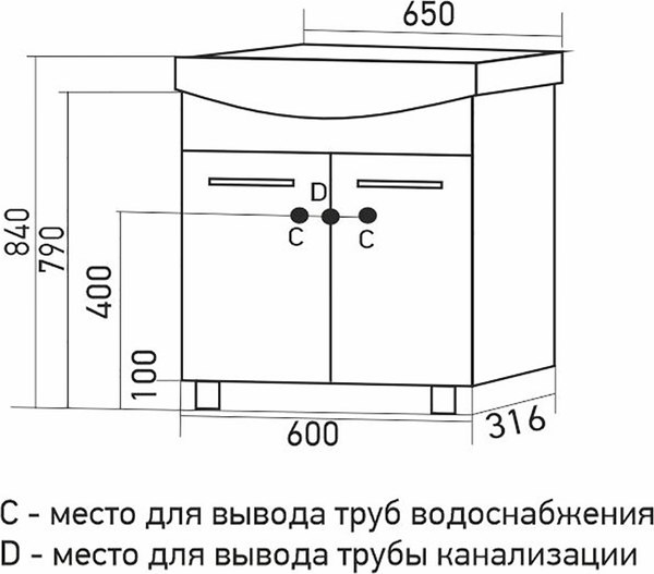 Тумба под умывальник Mixline Росток-65 553917