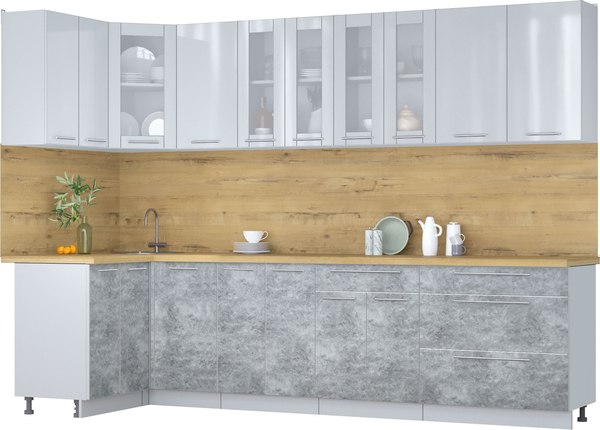 Кухонный гарнитур Интерлиния Мила Пластик 1.2x3.0 - фото