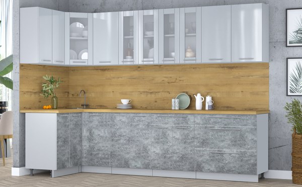 Кухонный гарнитур Интерлиния Мила Пластик 1.2x3.0