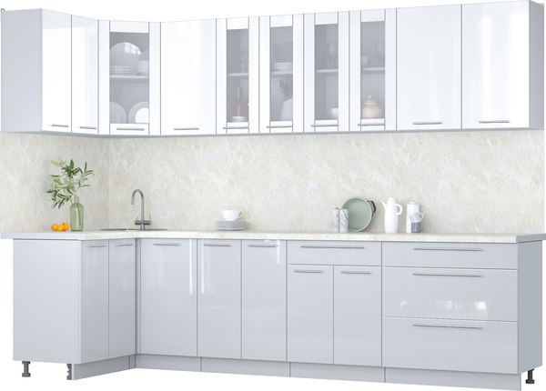 Кухонный гарнитур Интерлиния Мила Пластик 1.2x3.0 - фото