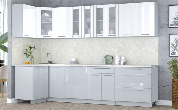 Кухонный гарнитур Интерлиния Мила Пластик 1.2x3.0