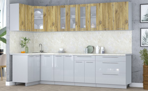 Кухонный гарнитур Интерлиния Мила Пластик 1.2x3.0