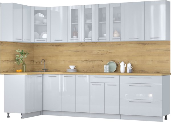 Кухонный гарнитур Интерлиния Мила Пластик 1.2x3.0 - фото