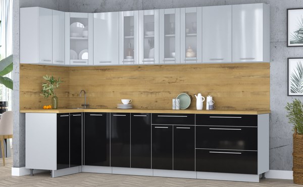 Кухонный гарнитур Интерлиния Мила Пластик 1.2x3.0