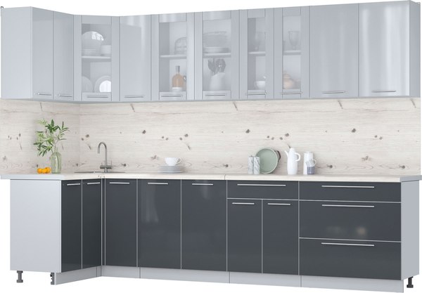Кухонный гарнитур Интерлиния Мила Пластик 1.2x3.1 - фото