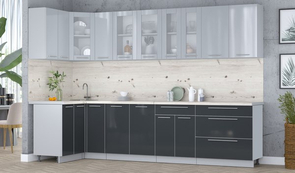 Кухонный гарнитур Интерлиния Мила Пластик 1.2x3.1