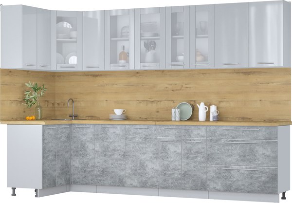 Кухонный гарнитур Интерлиния Мила Пластик 1.2x3.1 - фото