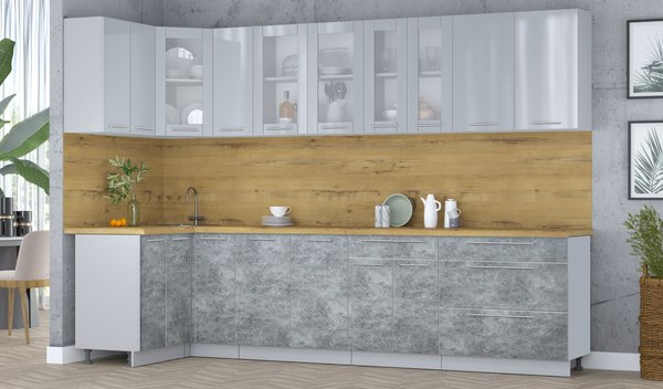 Кухонный гарнитур Интерлиния Мила Пластик 1.2x3.1