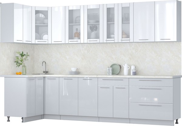 Кухонный гарнитур Интерлиния Мила Пластик 1.2x3.1 - фото