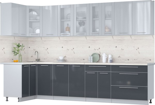 Кухонный гарнитур Интерлиния Мила Пластик 1.2x3.2 - фото