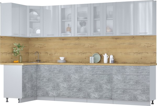 Кухонный гарнитур Интерлиния Мила Пластик 1.2x3.2 - фото