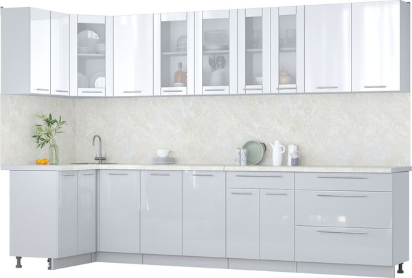 Кухонный гарнитур Интерлиния Мила Пластик 1.2x3.2 - фото