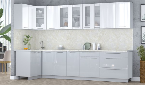 Кухонный гарнитур Интерлиния Мила Пластик 1.2x3.2