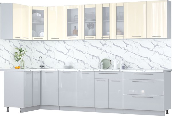 Кухонный гарнитур Интерлиния Мила Пластик 1.2x3.2 - фото