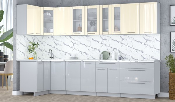 Кухонный гарнитур Интерлиния Мила Пластик 1.2x3.2