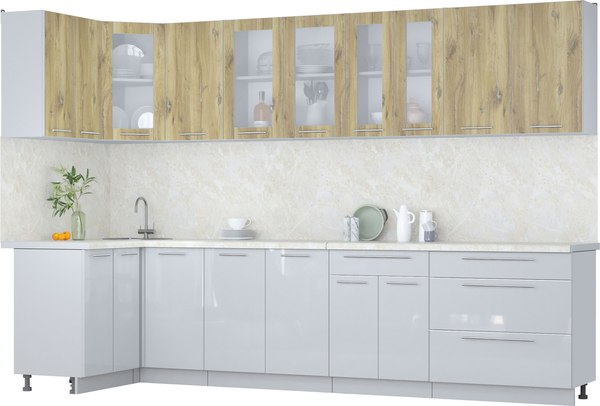 Кухонный гарнитур Интерлиния Мила Пластик 1.2x3.2 - фото