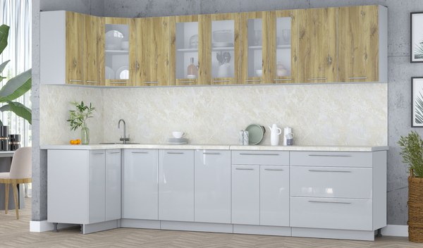 Кухонный гарнитур Интерлиния Мила Пластик 1.2x3.2