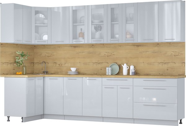 Кухонный гарнитур Интерлиния Мила Пластик 1.2x3.2 - фото