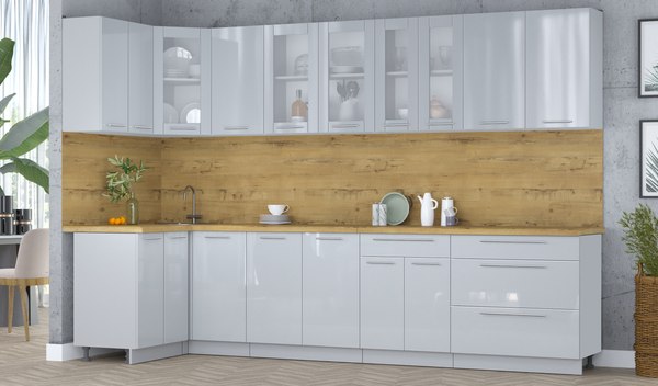 Кухонный гарнитур Интерлиния Мила Пластик 1.2x3.2