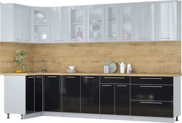 Кухонный гарнитур Интерлиния Мила Пластик 1.2x3.2 - фото