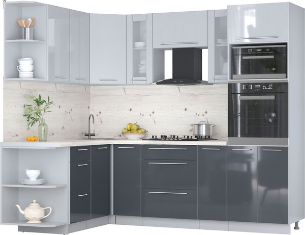 Кухонный гарнитур Интерлиния Мила Пластик 1.68x2.4 LV - фото
