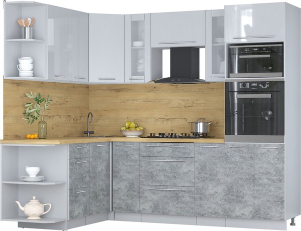 Кухонный гарнитур Интерлиния Мила Пластик 1.68x2.4 LV - фото