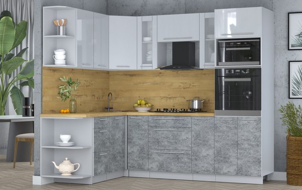 Кухонный гарнитур Интерлиния Мила Пластик 1.68x2.4 LV