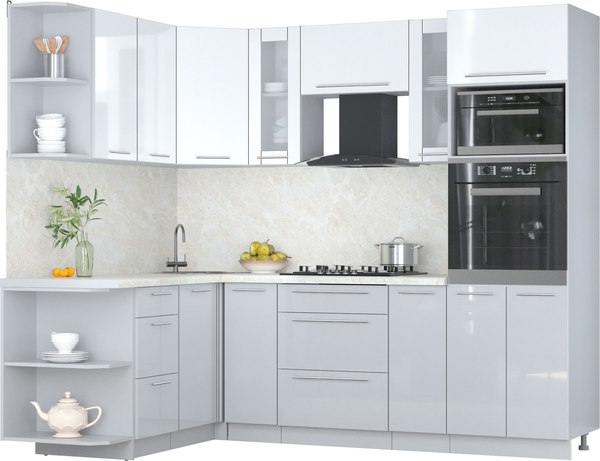 Кухонный гарнитур Интерлиния Мила Пластик 1.68x2.4 LV - фото