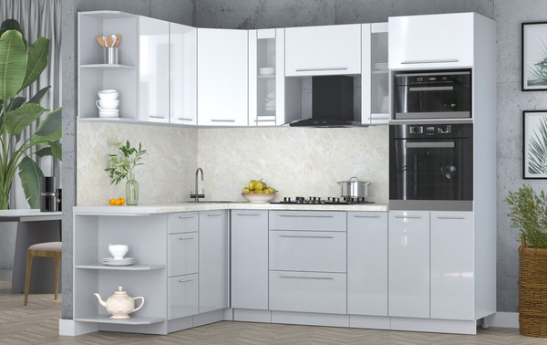 Кухонный гарнитур Интерлиния Мила Пластик 1.68x2.4 LV