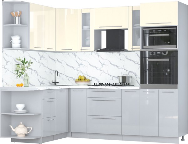 Кухонный гарнитур Интерлиния Мила Пластик 1.68x2.4 LV - фото