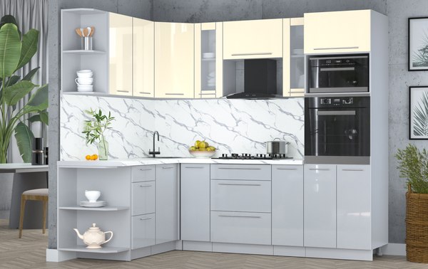 Кухонный гарнитур Интерлиния Мила Пластик 1.68x2.4 LV