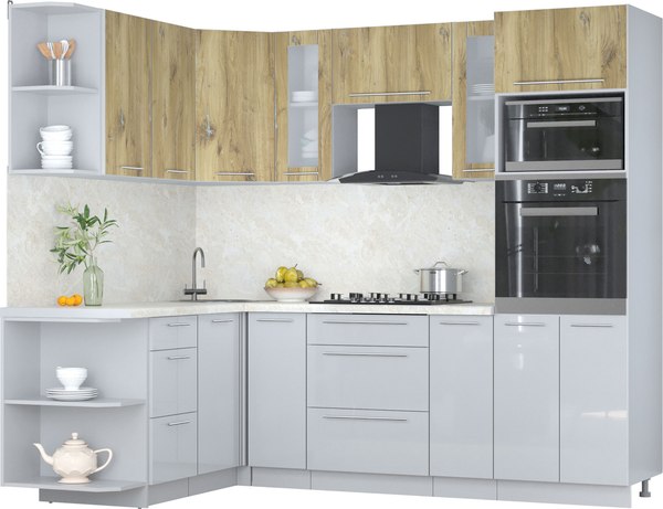 Кухонный гарнитур Интерлиния Мила Пластик 1.68x2.4 LV - фото