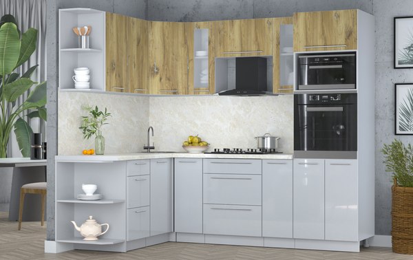 Кухонный гарнитур Интерлиния Мила Пластик 1.68x2.4 LV