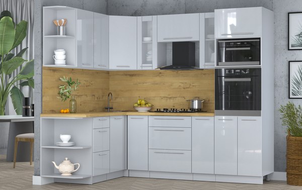 Кухонный гарнитур Интерлиния Мила Пластик 1.68x2.4 LV