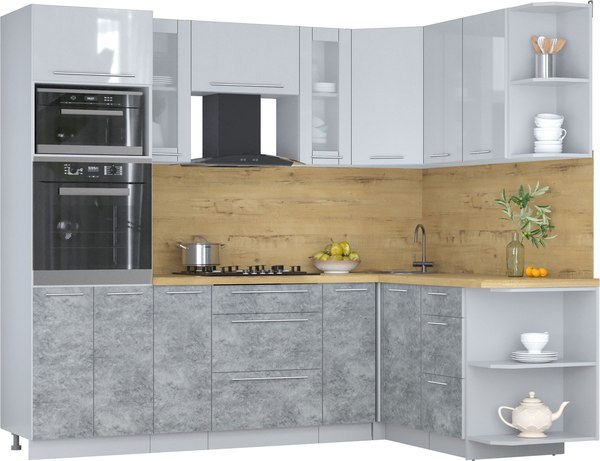 Кухонный гарнитур Интерлиния Мила Пластик 1.68x2.4 PR - фото
