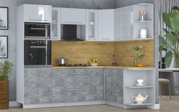 Кухонный гарнитур Интерлиния Мила Пластик 1.68x2.4 PR