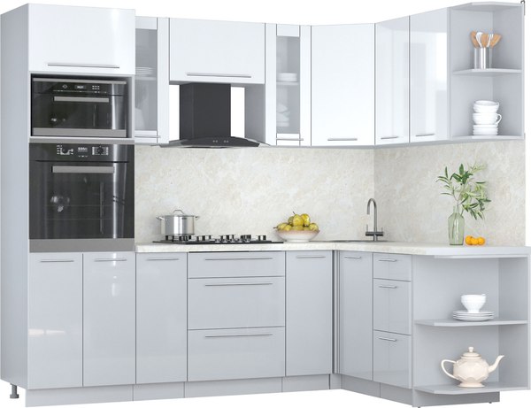 Кухонный гарнитур Интерлиния Мила Пластик 1.68x2.4 PR - фото