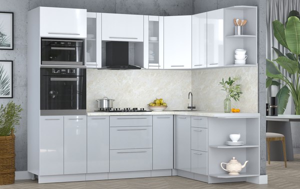 Кухонный гарнитур Интерлиния Мила Пластик 1.68x2.4 PR