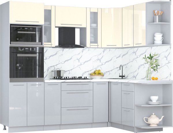 Кухонный гарнитур Интерлиния Мила Пластик 1.68x2.4 PR - фото