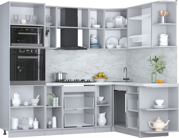 Кухонный гарнитур Интерлиния Мила Пластик 1.68x2.4 PR