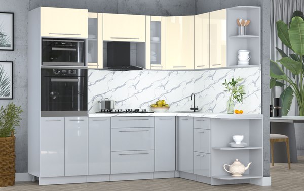 Кухонный гарнитур Интерлиния Мила Пластик 1.68x2.4 PR