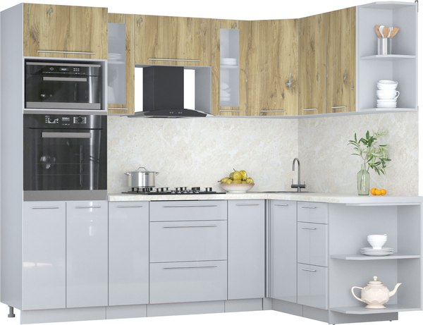 Кухонный гарнитур Интерлиния Мила Пластик 1.68x2.4 PR - фото