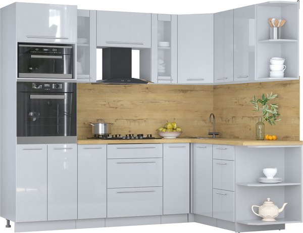 Кухонный гарнитур Интерлиния Мила Пластик 1.68x2.4 PR - фото